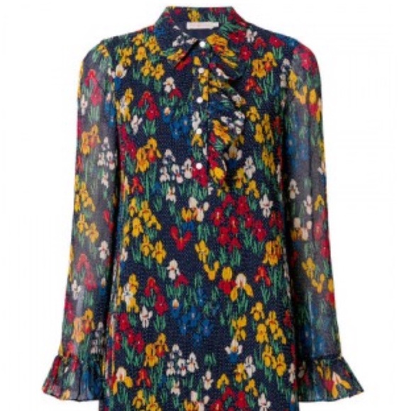 Tory Burch Navy Iris Garden Dress NEW - Picture 3 of 6